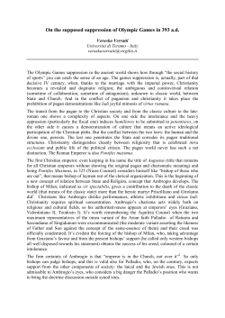 On the supposed suppression of Olympic Games in 393 ad