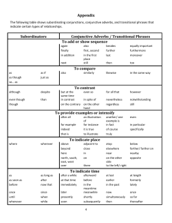 Appendix Subordinators Conjunctive Adverbs