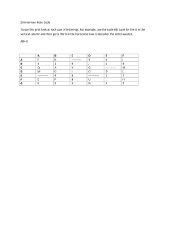 Zimmerman Note Code To use this grid, look at each pair of