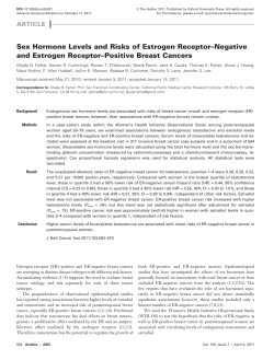 Sex Hormone Levels and Risks of Estrogen Receptor&ndash;Negative and