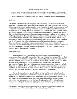 Gender and the Executive Branch: Defining a New Research Agenda