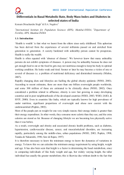 Differentials in Basal Metabolic Rate, Body Mass Index and