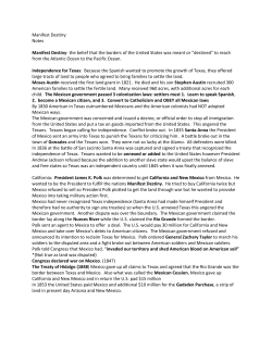 Manifest Destiny: Notes Manifest Destiny