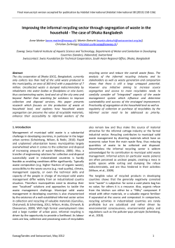 Improving the informal recycling sector through segregation of waste