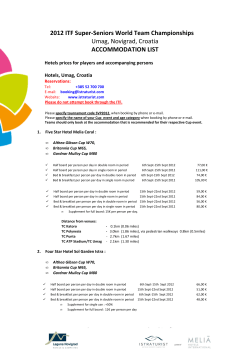Hotels lists and prices TEAM CHAMP players and