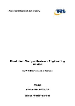 Road User Charges Review - Engineering Advice