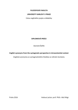 FILOZOFICK&Aacute; FAKULTA UNIVERZITY KARLOVY V PRAZE &Uacute;stav