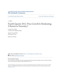 Fourth Quarter 2012: Price Growth Is Moderating: A Return to