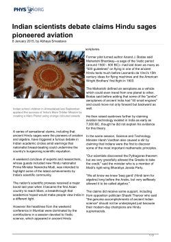Indian scientists debate claims Hindu sages pioneered