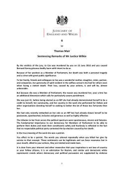 Sentencing Remarks of Mr Justice Wilkie: R -v