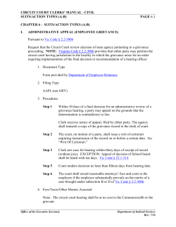 CIRCUIT COURT CLERKS` MANUAL - CIVIL SUITS/ACTION TYPES