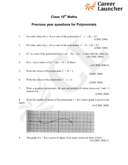 Class 10 Maths Previous year questions for Polynomials