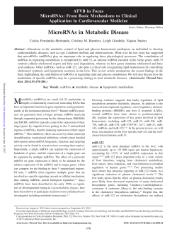 MicroRNAs in Metabolic Disease - Arteriosclerosis, Thrombosis, and