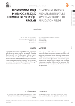 fUNCTIONAL REGIONS AND AREAS: LITERATURE REVIEW