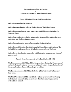 The Constitution of the US Consists of 7 Original Articles and 27