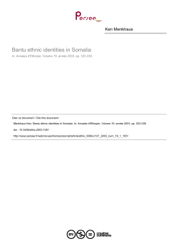 Bantu ethnic identities in Somalia