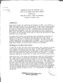 Ap 5/3x/97/ INFORMATION PAPER FOR APPLEGATE LAKE,