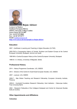 Bojan Aleksov - CEU Institute for Advanced Study