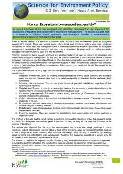 How can Ecosystems be managed successfully?