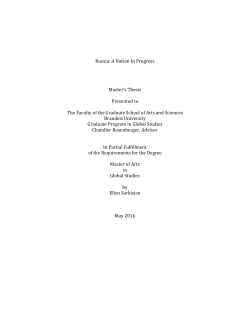 Russia: A Nation In Progress Master`s Thesis