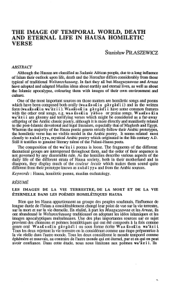 The image of temporal world, death and eternal life in hausa