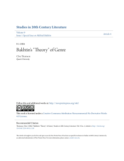 Bakhtin`s "Theory" of Genre