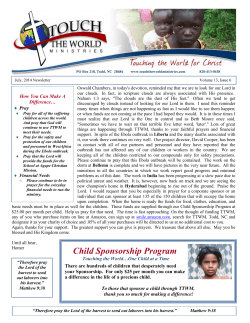 July 2014 - Touch the World Ministries