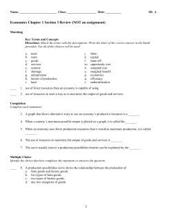 Economics Chapter 1 Section 3 Review