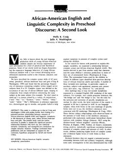 African-American English and Linguistic Complexity in