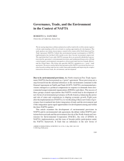 Governance, Trade, and the Environment in the Context of NAFTA