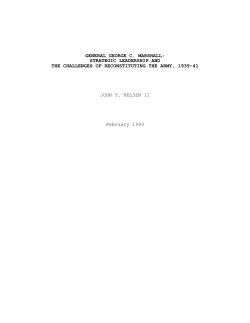 General George C. Marshall - Strategic Studies Institute