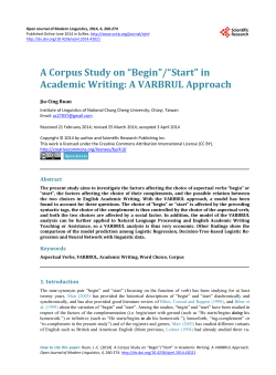 A Corpus Study on &ldquo;Begin&rdquo;/&ldquo;Start&rdquo; in Academic Writing: A VARBRUL