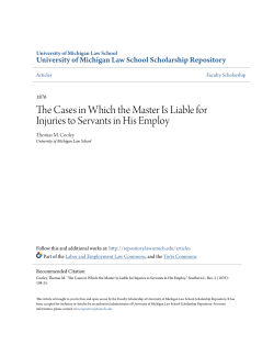 The Cases in Which the Master Is Liable for Injuries to Servants in