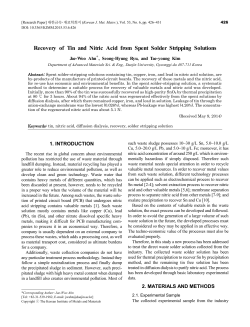 Recovery of Tin and Nitric Acid from Spent Solder Stripping Solutions