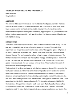 the study of toothpaste and tooth decay