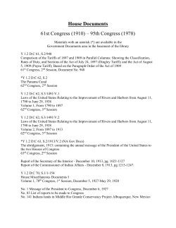 House Documents 61st Congress (1910) &ndash; 95th Congress (1978)