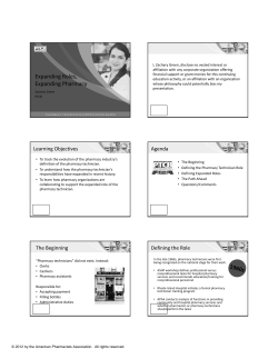 Expanding Roles, Expanding Pharmacy