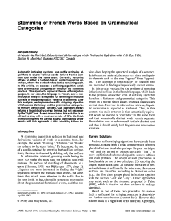 Stemming of French words based on grammatical categories