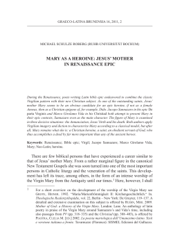 MARY AS A HEROINE: JESUS` MOTHER IN RENAISSANCE EPIC