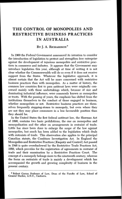 the control of monopolies and restrictive business practices