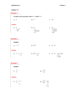 MathMatters 3 Chapter 1 Lesson 1
