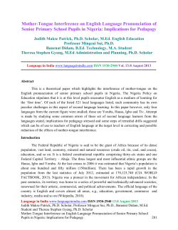 Mother-Tongue Interference on English