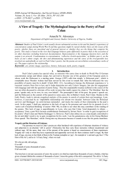 A View of Tragedy: The Mythological Image in the Poetry of