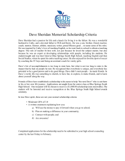 Dave Sheridan Memorial Scholarship Criteria