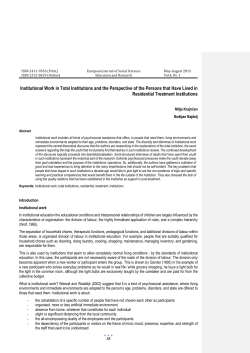 Institutional Work in Total Institutions and the Perspective of the