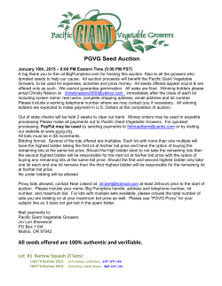 PGVG Seed Auction All seeds offered are 100