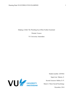 The Watching Eyes Effect Further Examined Wieteke Vrouwe VU
