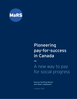 Pioneering pay-for-success in Canada