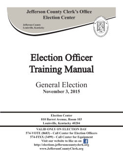 Election Officer Training Manual