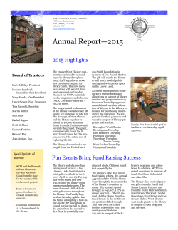Annual Report—2015 - West Chester Public Library